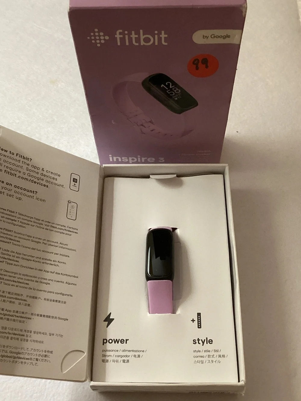 Fitbit Inspire 3 Lilac Bliss Wellness Tracker Watch, 19.5mm